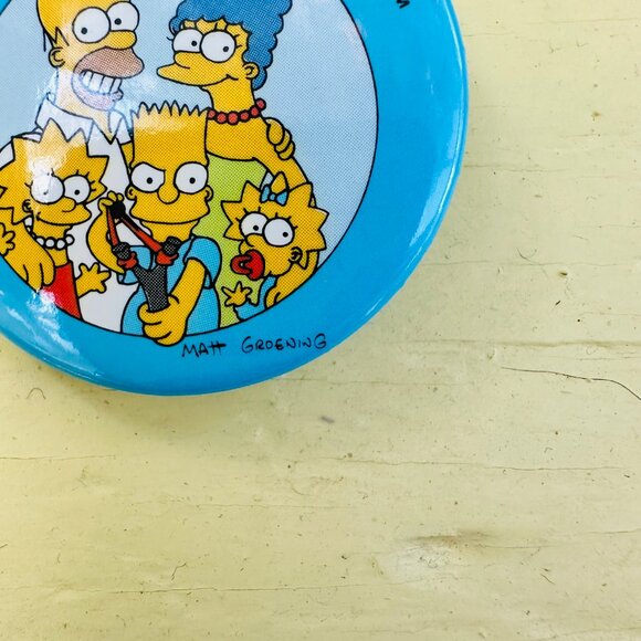 Vintage Simpson's Buttons, Bart Simpson, Homer Simpson, Novelty pin, NOS 1990s - Picture 4 of 5
